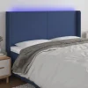 Tete de lit a LED Bleu 203x16x118/128 cm Tissu