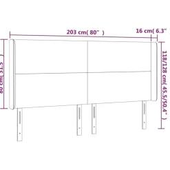 Tete de lit a LED Bleu 203x16x118/128 cm Tissu