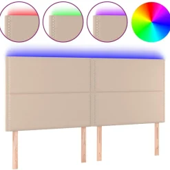 Tete de lit a LED Cappuccino 200x5x118/128 cm Similicuir