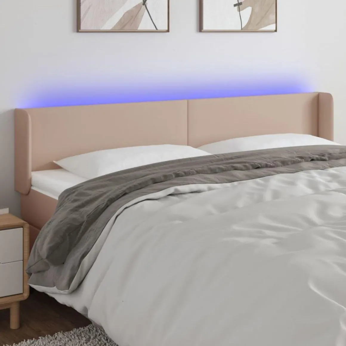 Tete de lit a LED Cappuccino 203x16x78/88 cm Similicuir