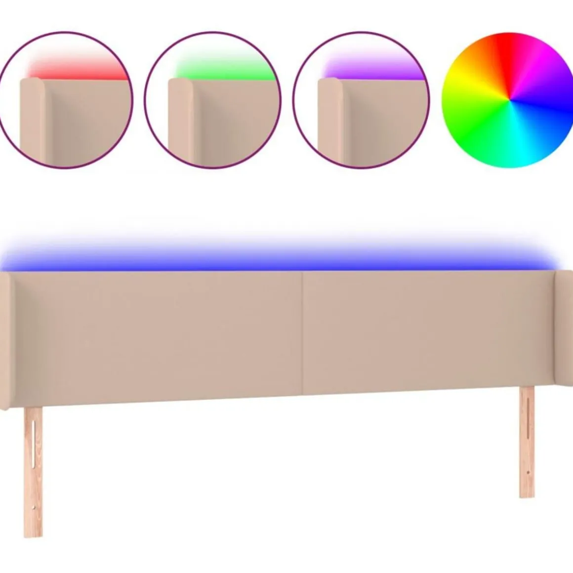 Tete de lit a LED Cappuccino 203x16x78/88 cm Similicuir