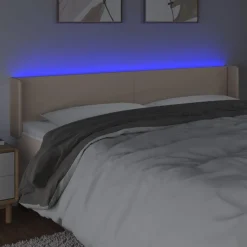 Tete de lit a LED Cappuccino 203x16x78/88 cm Similicuir