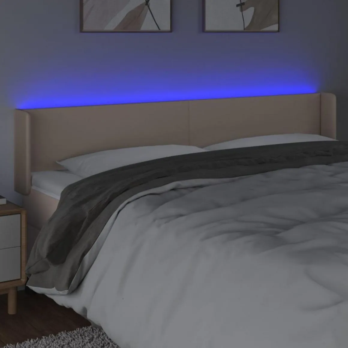 Tete de lit a LED Cappuccino 203x16x78/88 cm Similicuir