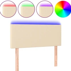 Tete de lit a LED Creme 100x5x78/88 cm Tissu