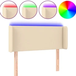 Tete de lit a LED Creme 83x16x78/88 cm Tissu