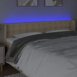 Tete de lit a LED Creme 183x16x78/88 cm Tissu