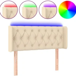 Tete de lit a LED Creme 103x16x78/88 cm Tissu