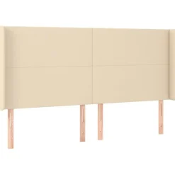 Tete de lit a LED Creme 203x16x118/128 cm Tissu