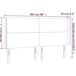 Tete de lit a LED Creme 203x16x118/128 cm Tissu