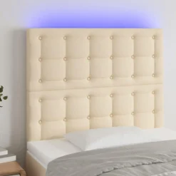 Tete de lit a LED Creme 90x5x118/128 cm Tissu