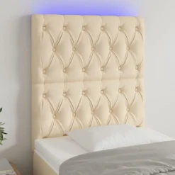 Tete de lit a LED Creme 80x7x118/128 cm Tissu