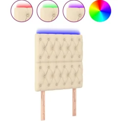Tete de lit a LED Creme 80x7x118/128 cm Tissu