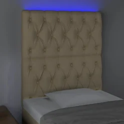 Tete de lit a LED Creme 80x7x118/128 cm Tissu