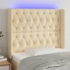 Tete de lit a LED Creme 103x16x118/128 cm Tissu