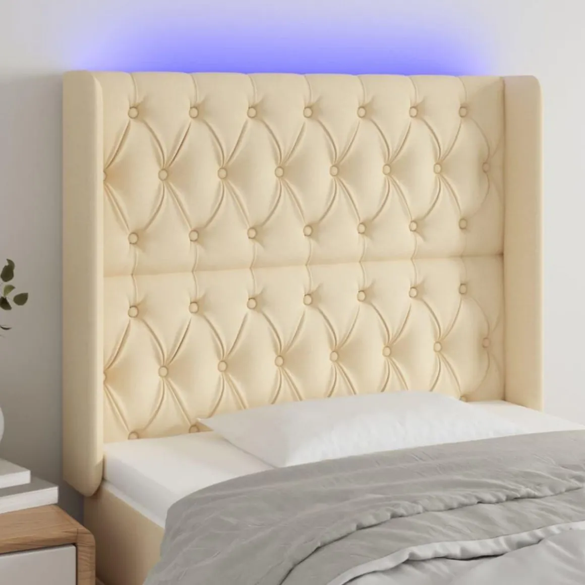 Tete de lit a LED Creme 103x16x118/128 cm Tissu
