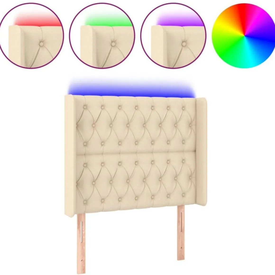 Tete de lit a LED Creme 103x16x118/128 cm Tissu