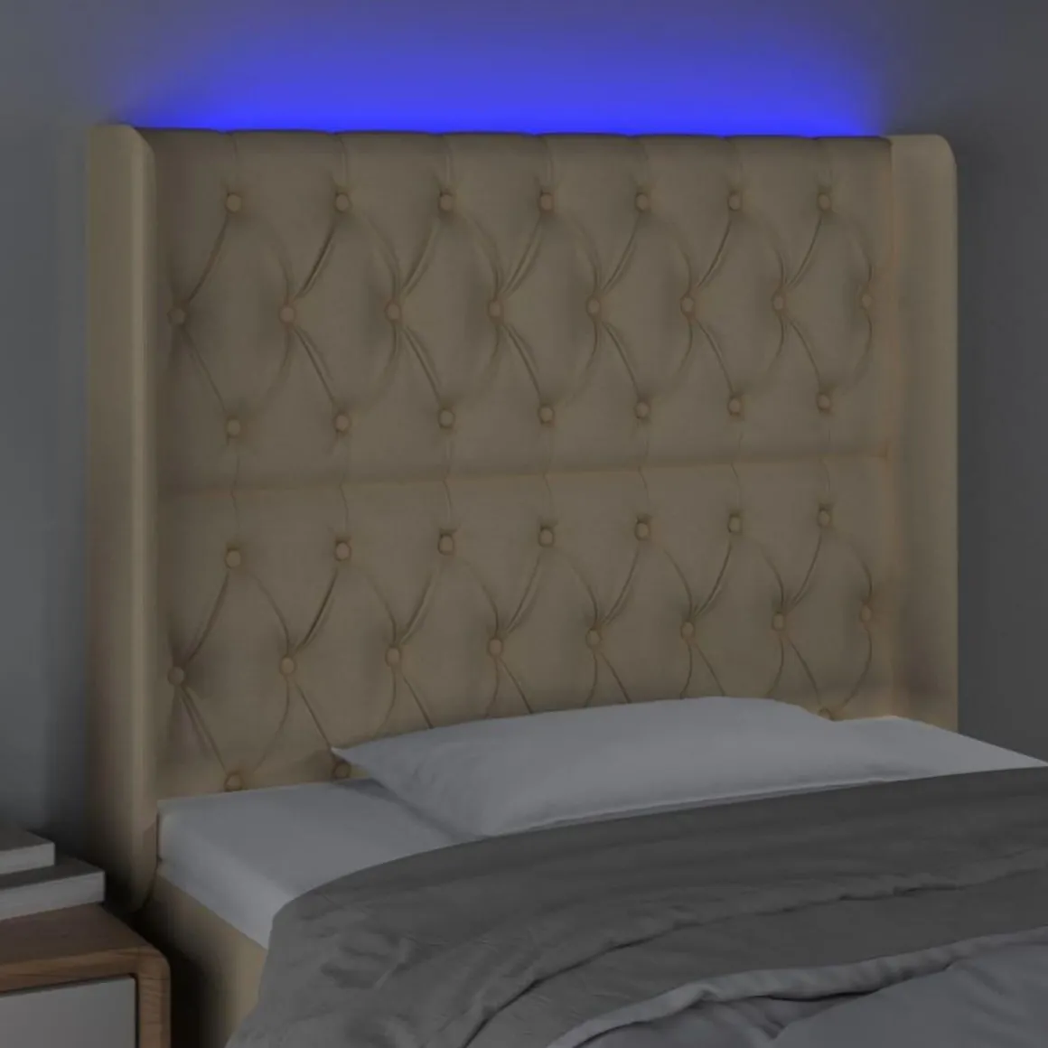 Tete de lit a LED Creme 103x16x118/128 cm Tissu