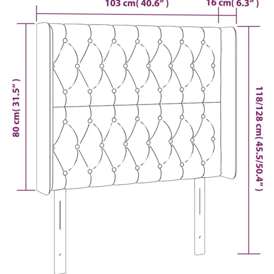 Tete de lit a LED Creme 103x16x118/128 cm Tissu