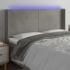 Tete de lit a LED Gris clair 163x16x118/128 cm Velours