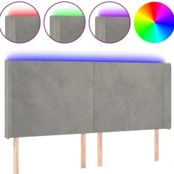 Tete de lit a LED Gris clair 163x16x118/128 cm Velours