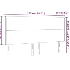 Tete de lit a LED Gris clair 163x16x118/128 cm Velours