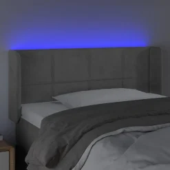 Tete de lit a LED Gris clair 83x16x78/88 cm Velours