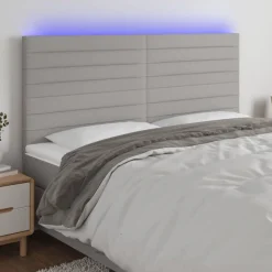 Tete de lit a LED Gris clair 200x5x118/128 cm Tissu