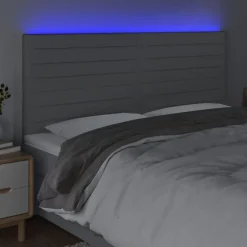 Tete de lit a LED Gris clair 200x5x118/128 cm Tissu