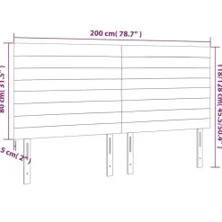 Tete de lit a LED Gris clair 200x5x118/128 cm Tissu
