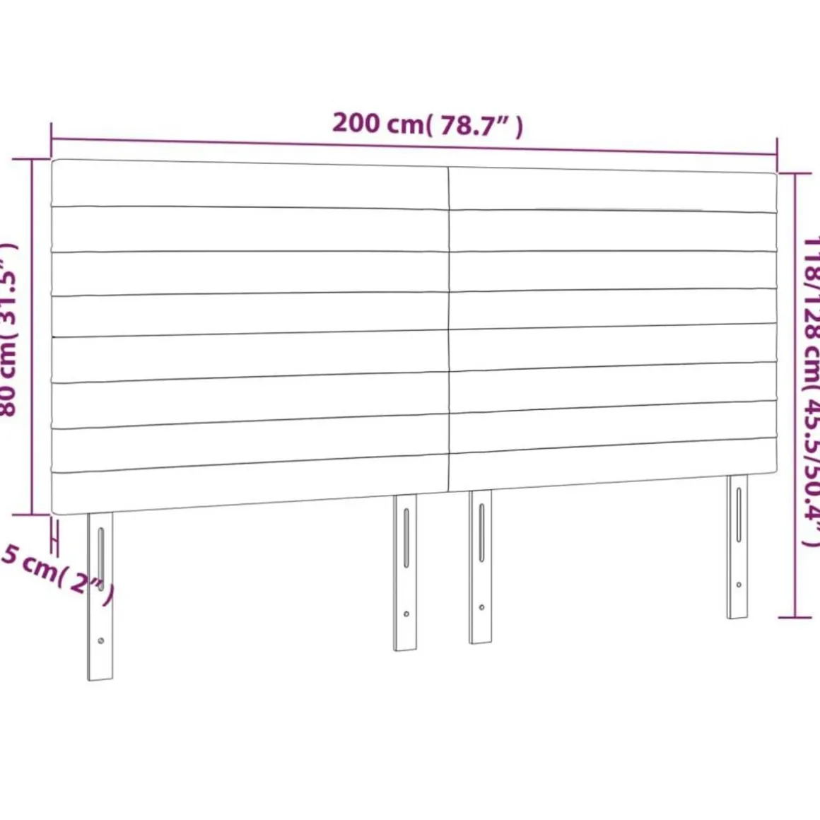 Tete de lit a LED Gris clair 200x5x118/128 cm Tissu
