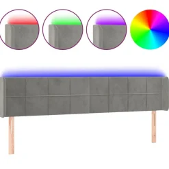 Tete de lit a LED Gris clair 203x16x78/88 cm Velours