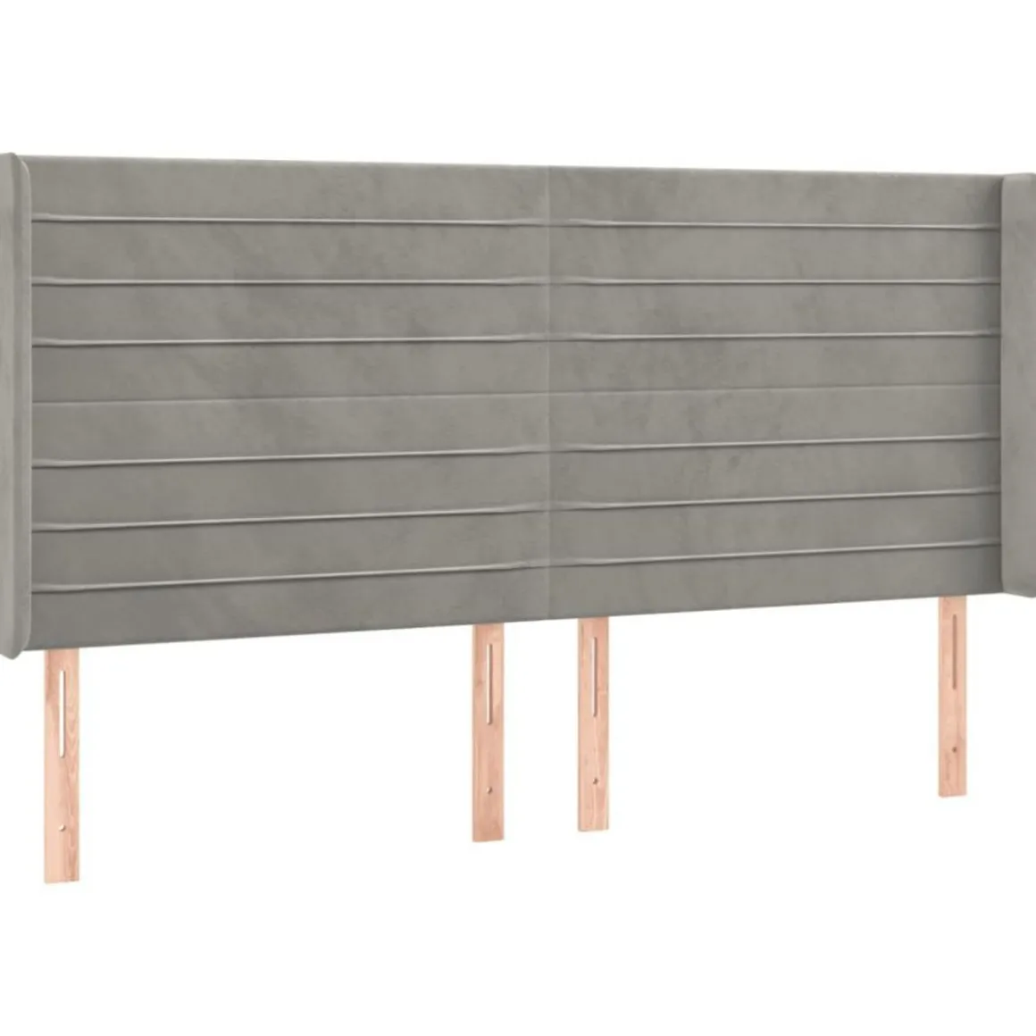 Tete de lit a LED Gris clair 203x16x118/128 cm Velours