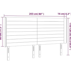 Tete de lit a LED Gris clair 203x16x118/128 cm Velours