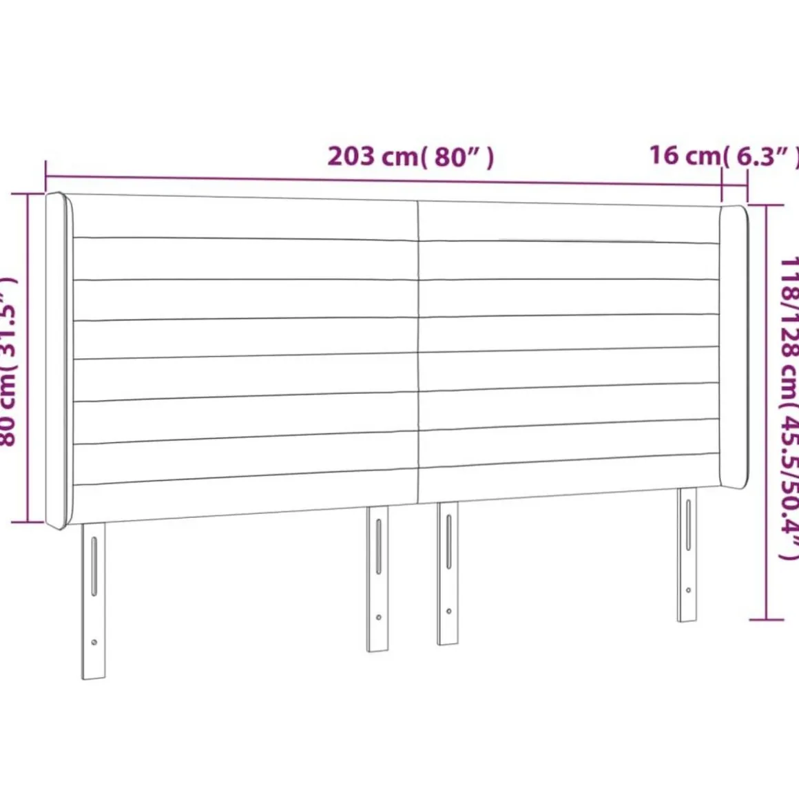 Tete de lit a LED Gris clair 203x16x118/128 cm Velours