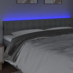 Tete de lit a LED Gris clair 200x5x78/88 cm Tissu