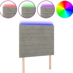 Tete de lit a LED Gris clair 90x5x118/128 cm Velours