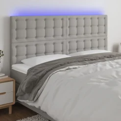 Tete de lit a LED Gris clair 160x5x118/128 cm Tissu