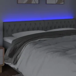Tete de lit a LED Gris clair 200x7x78/88 cm Tissu