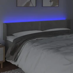 Tete de lit a LED Gris clair 183x16x78/88 cm Velours