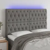 Tete de lit a LED Gris fonce 160x7x118/128 cm Tissu