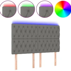 Tete de lit a LED Gris fonce 160x7x118/128 cm Tissu