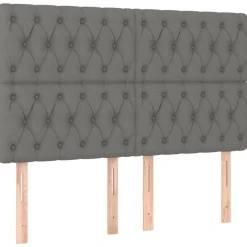 Tete de lit a LED Gris fonce 160x7x118/128 cm Tissu