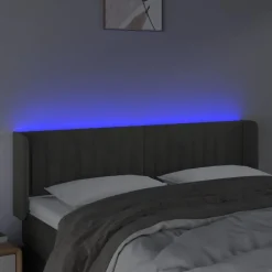 Tete de lit a LED Gris fonce 147x16x78/88 cm Velours