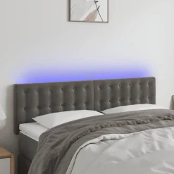 Tete de lit a LED Gris fonce 144x5x78/88 cm Velours