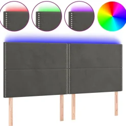 Tete de lit a LED Gris fonce 180x5x118/128 cm Velours