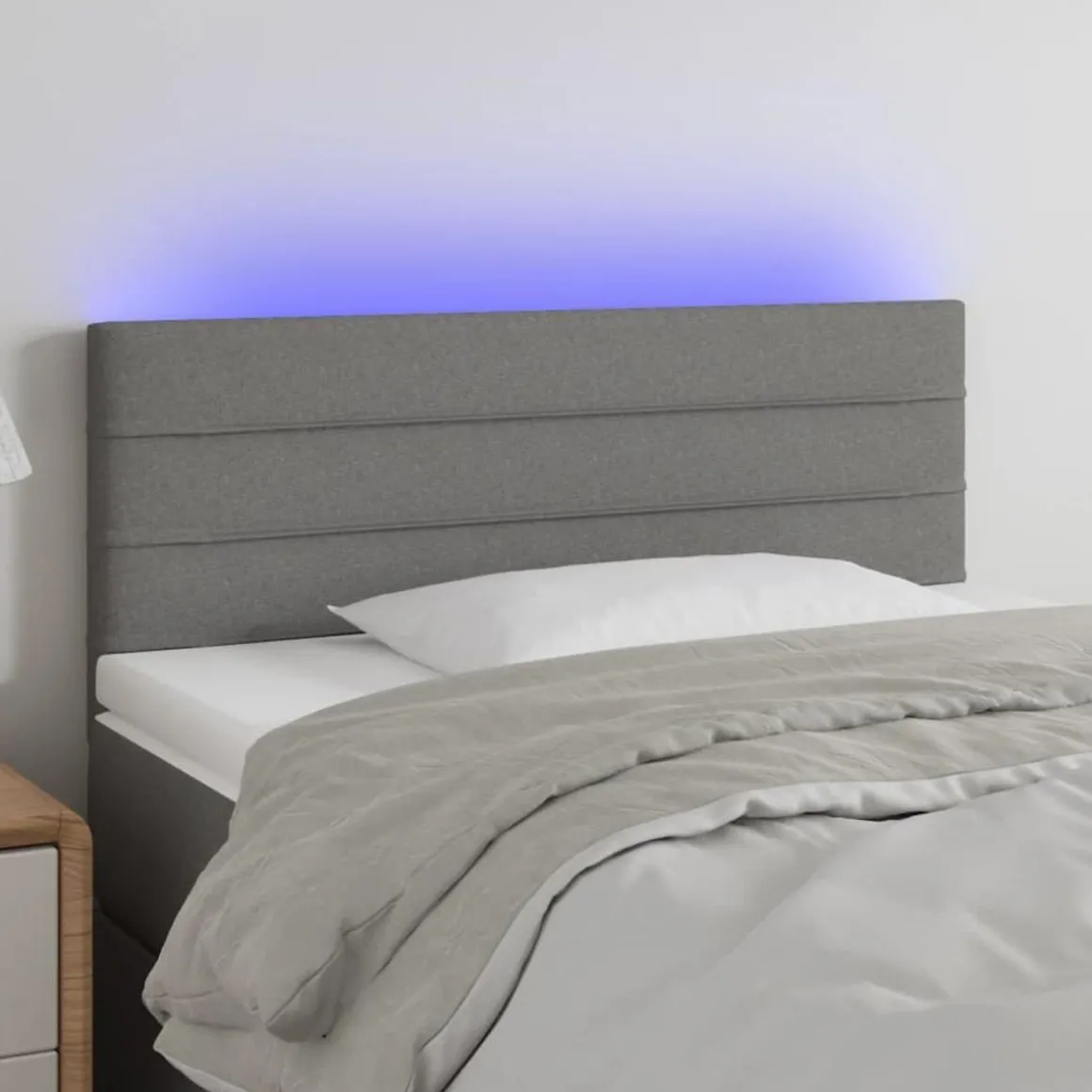 Tete de lit a LED Gris fonce 90x5x78/88 cm Tissu