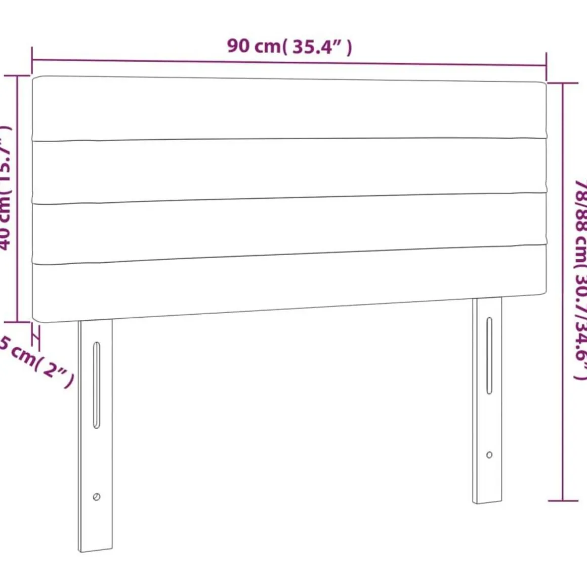 Tete de lit a LED Gris fonce 90x5x78/88 cm Tissu