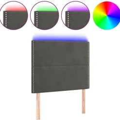 Tete de lit a LED Gris fonce 80x5x118/128 cm Velours