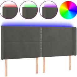 Tete de lit a LED Gris fonce 203x16x118/128 cm Velours