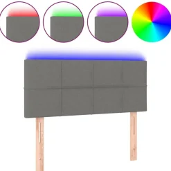 Tete de lit a LED Gris fonce 80x5x78/88 cm Tissu